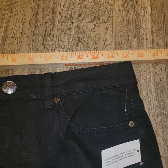 HSN Diane Gilman  Skinny BLACK JEAN DG2 Floral Embroidery Bead Fringe size 1 New - Picture 6 of 8